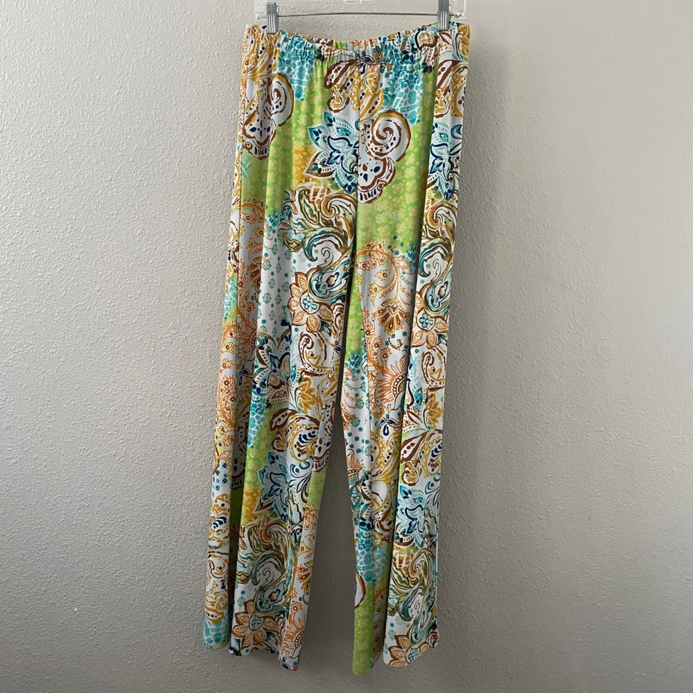 Chico's Boho Wide Leg Pants 1 Bohemian Hippie Patchwork Paisley Colorful Boho